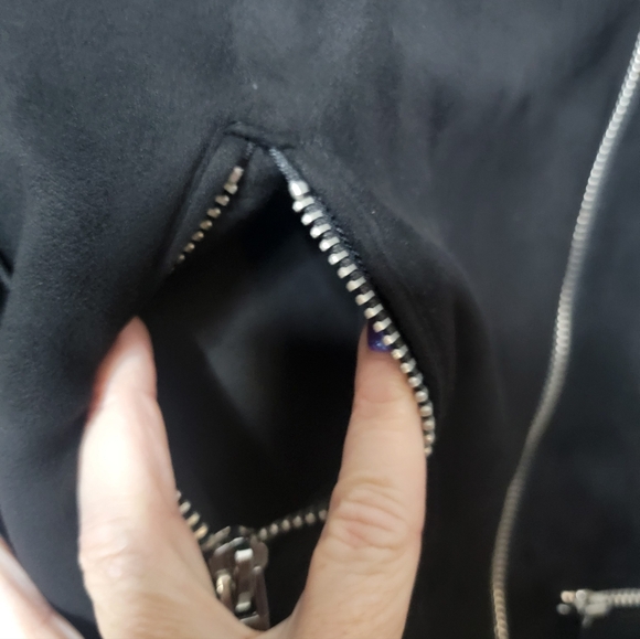 Zara BASIC Outerwear Faux Suede Black and Silver Women's Jacket Small Call Out - Picture 3 of 11